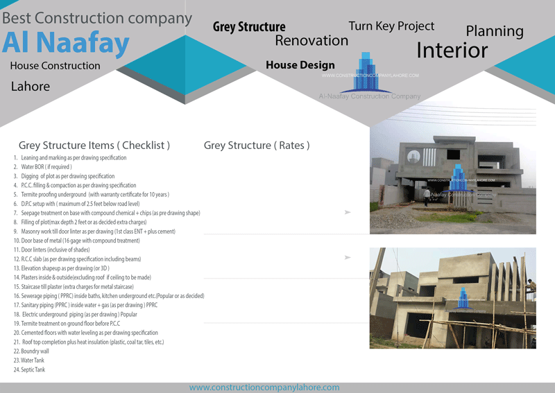 what is included in grey structure by AL Naafay Construction Company