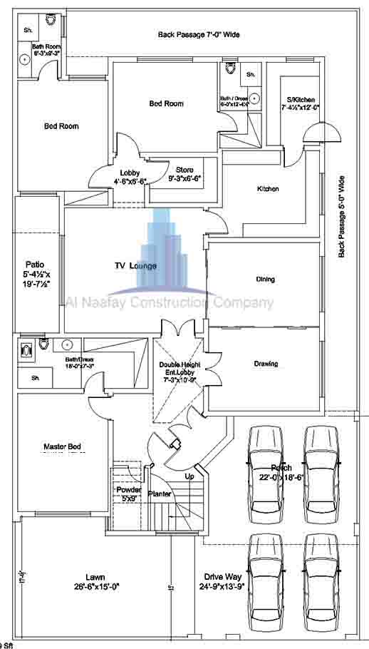 1 Kanal House Map 3d AL Naafay Construction Company Lahore